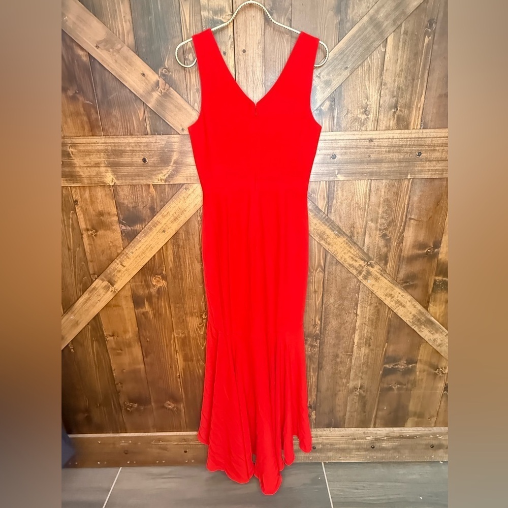 Dress the Population Demi Mermaid Hi Low Hem Red Ruffled Maxi Dress Size S - Picture 4 of 11